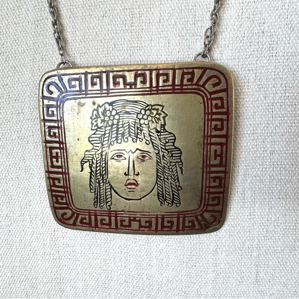 Vintage Brass Goddess Necklace - Picture 3 of 6